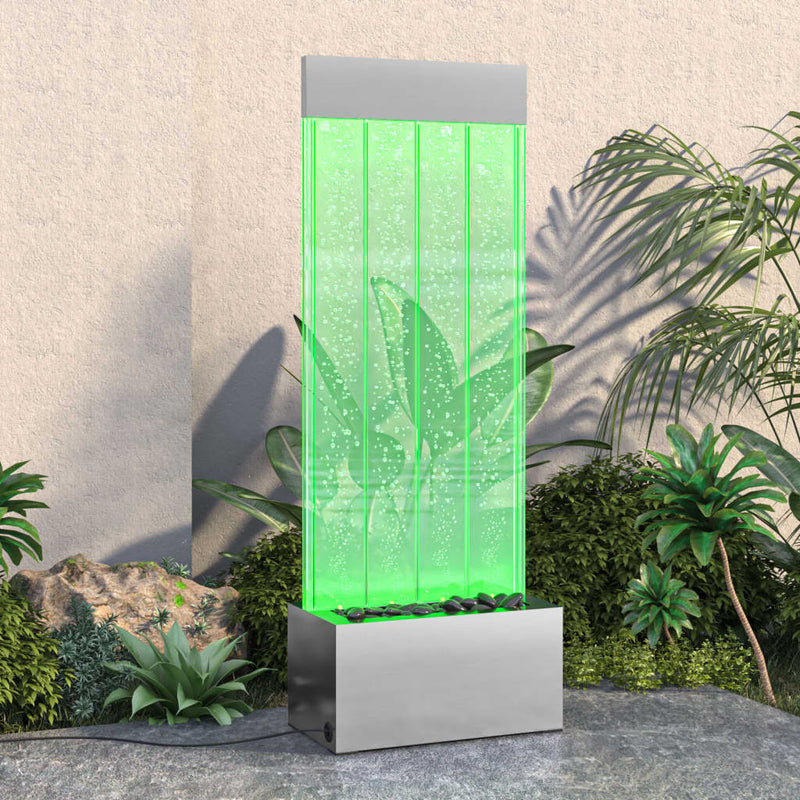 vidaXL Columna de Burbujas LED RGB Acero Inoxidable y Acrílico 110 cm Plateado y Transparente - Image 7 of 11