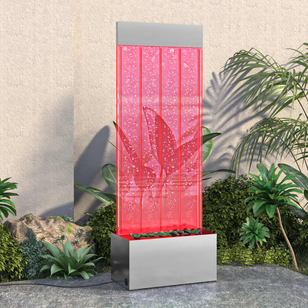 vidaXL Columna de Burbujas LED RGB Acero Inoxidable y Acrílico 110 cm Plateado y Transparente - Image 8 of 11