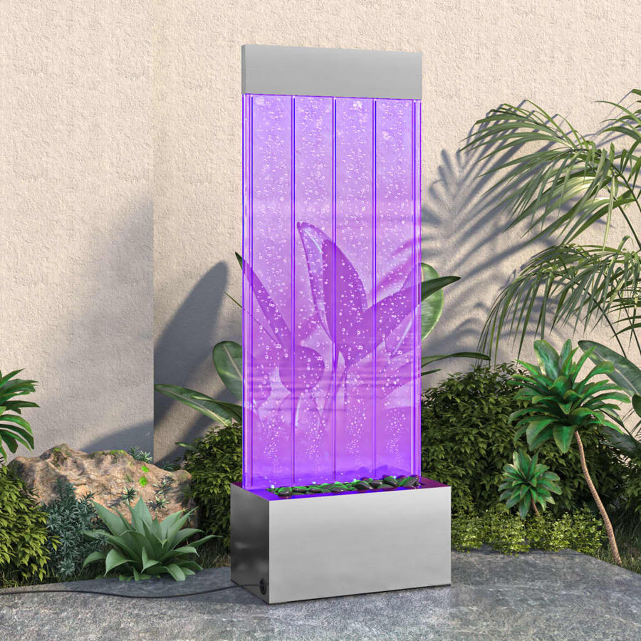 Colonna di Bolle LED RGB Acciaio Inox e Acrilico 110 cm Argento e Trasparente - immagine 1 | SolPatio