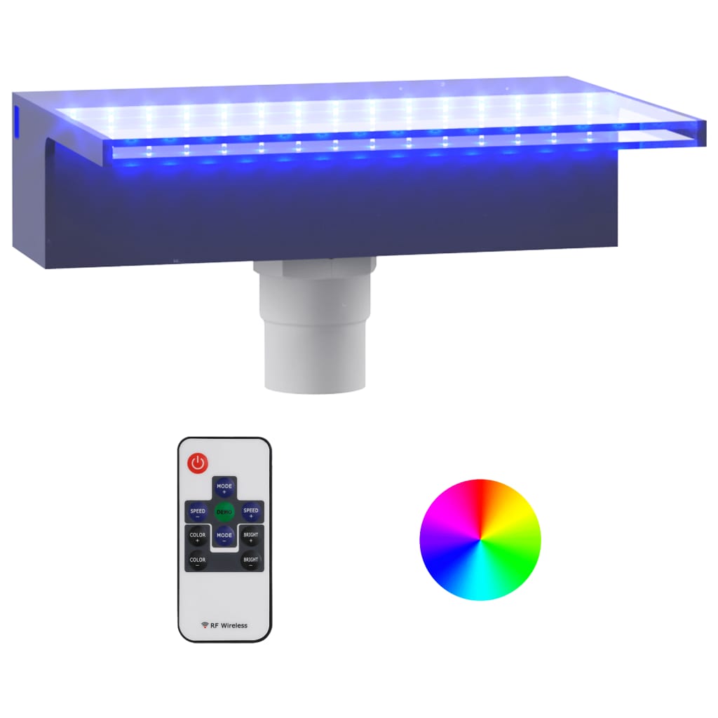 vidaXL Acrylic Waterfall Spillway with RGB LED, 30 cm, Clear and Gray - Image 8 of 56