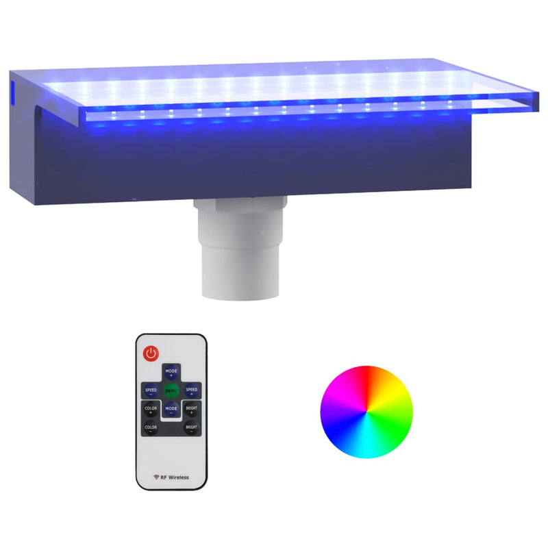 vidaXL Acrylic Waterfall Spillway with RGB LED, 30 cm, Clear and Gray - Image 8 of 56