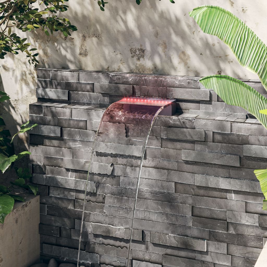 vidaXL Acrylic Waterfall Spillway with RGB LED, 30 cm, Clear and Gray - Image 23 of 56
