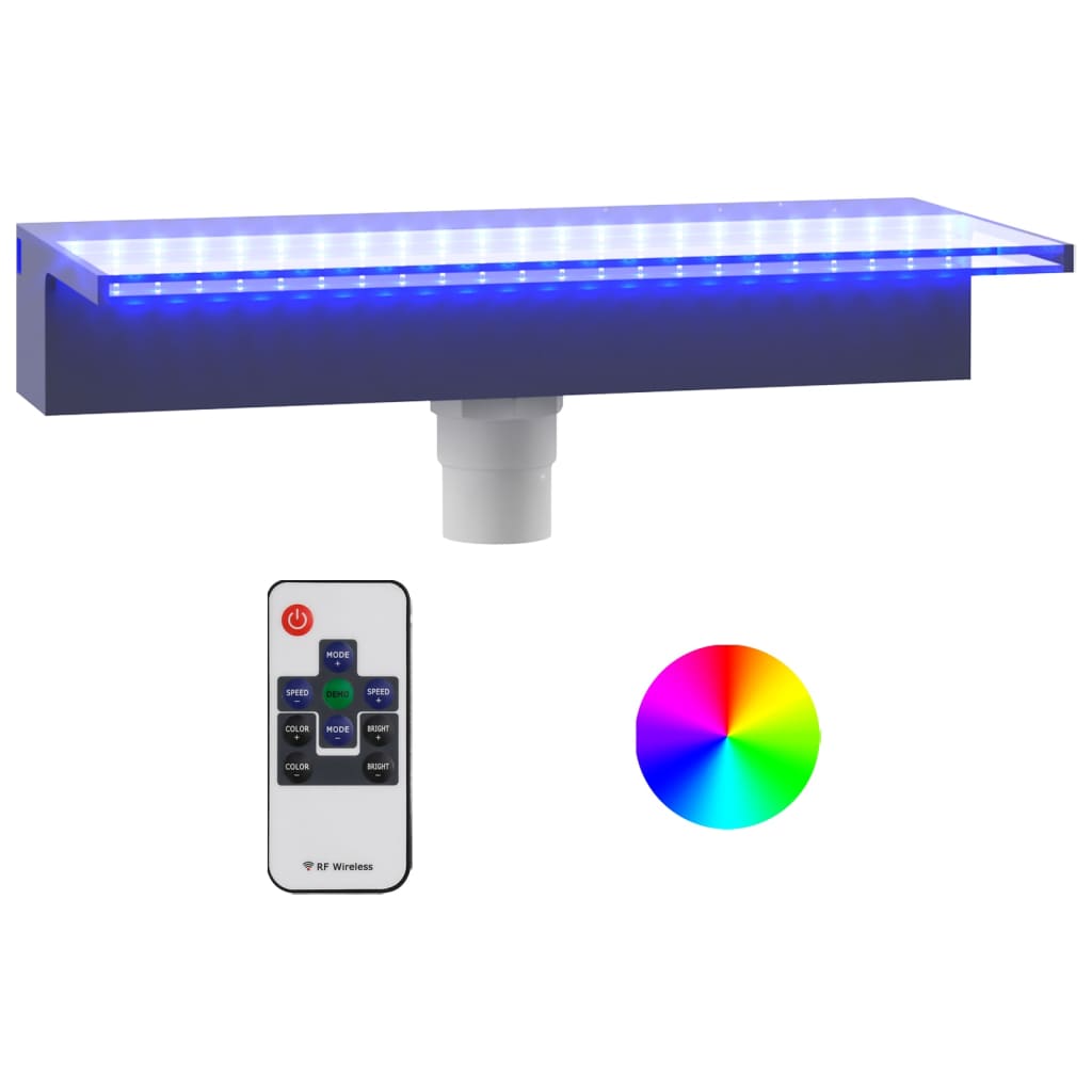 vidaXL Acrylic Waterfall Spillway with RGB LED, 30 cm, Clear and Gray - Image 7 of 56