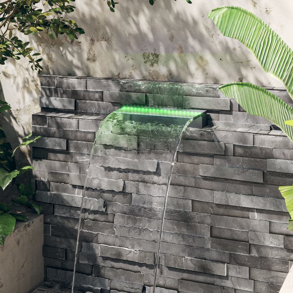 vidaXL Acrylic Waterfall Spillway with RGB LED, 30 cm, Clear and Gray - Image 16 of 56