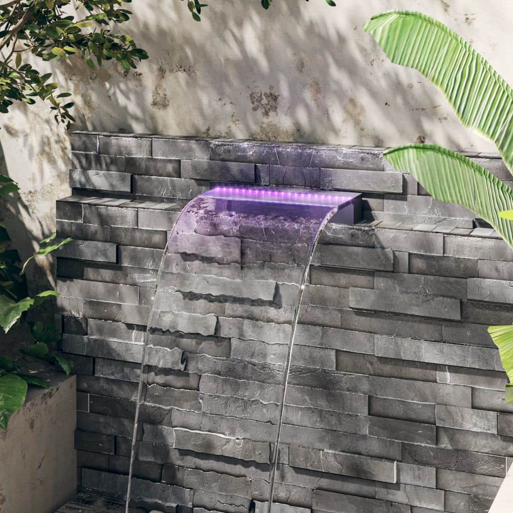 vidaXL Acrylic Waterfall Spillway with RGB LED, 30 cm, Clear and Gray - Image 4 of 56