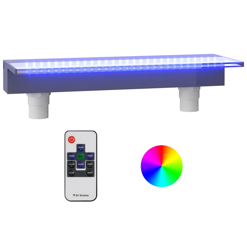 vidaXL Acrylic Waterfall Spillway with RGB LED, 30 cm, Clear and Gray - Image 6 of 56