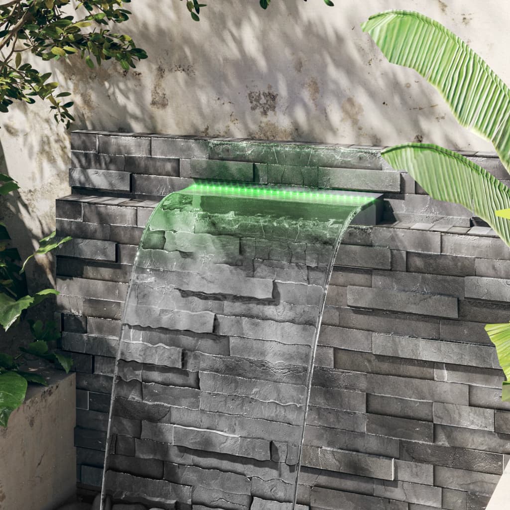 vidaXL Acrylic Waterfall Spillway with RGB LED, 30 cm, Clear and Gray - Image 18 of 56