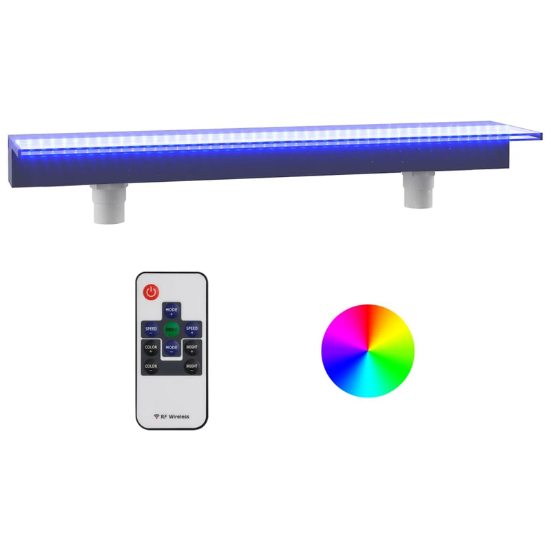 vidaXL Acrylic Waterfall Spillway with RGB LED, 30 cm, Clear and Gray - Image 10 of 56