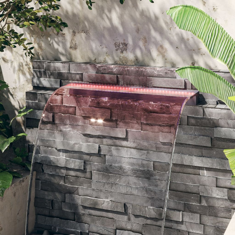 vidaXL Acrylic Waterfall Spillway with RGB LED, 30 cm, Clear and Gray - Image 19 of 56