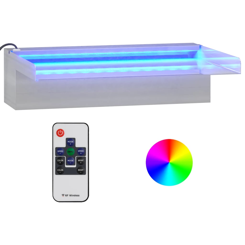 vidaXL Sfioratore a Cascata in Acciaio Inox SS 304 con LED RGB 30 cm Argento - Image 7 of 44