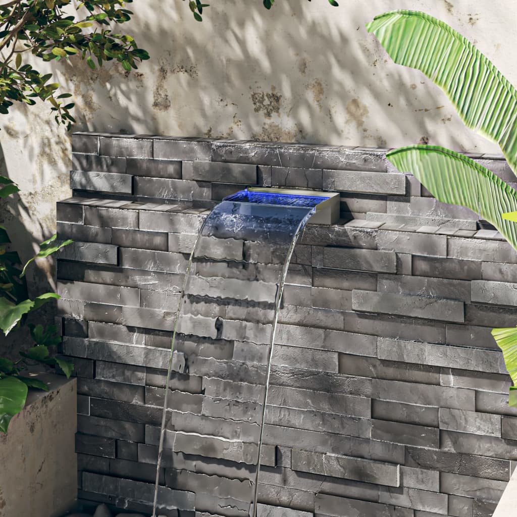 vidaXL Sfioratore a Cascata in Acciaio Inox SS 304 con LED RGB 30 cm Argento - Image 10 of 44