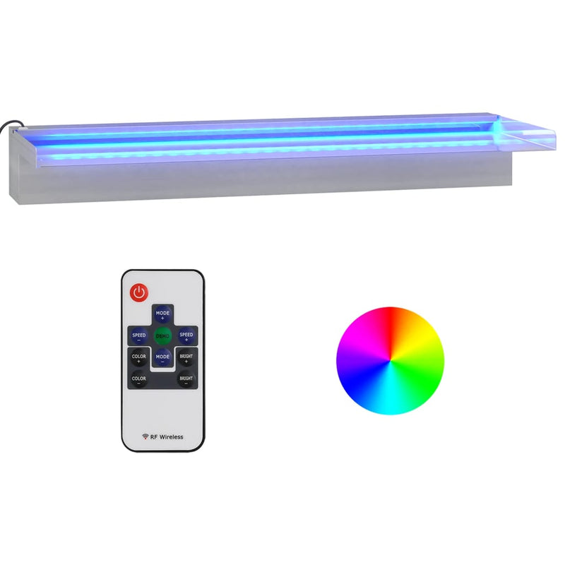 vidaXL Rebose en Cascada de Acero Inoxidable SS 304 con LED RGB 60 cm Plateado - Image 4 of 22