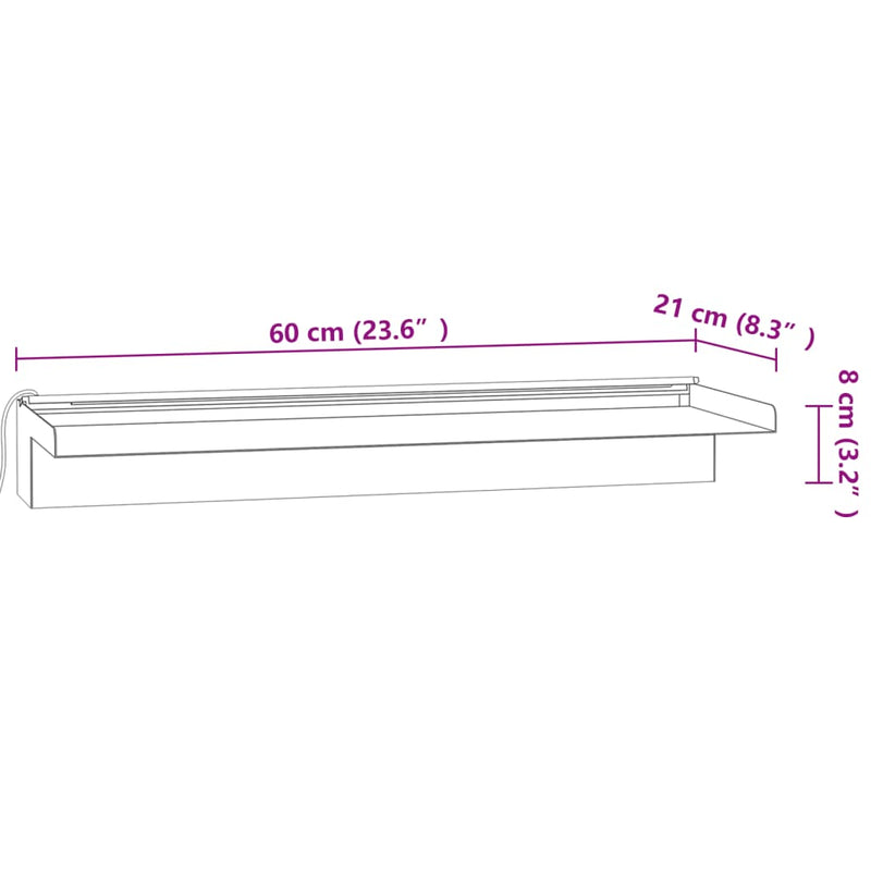 vidaXL Rebose en Cascada de Acero Inoxidable SS 304 con LED RGB 60 cm Plateado - Image 22 of 22