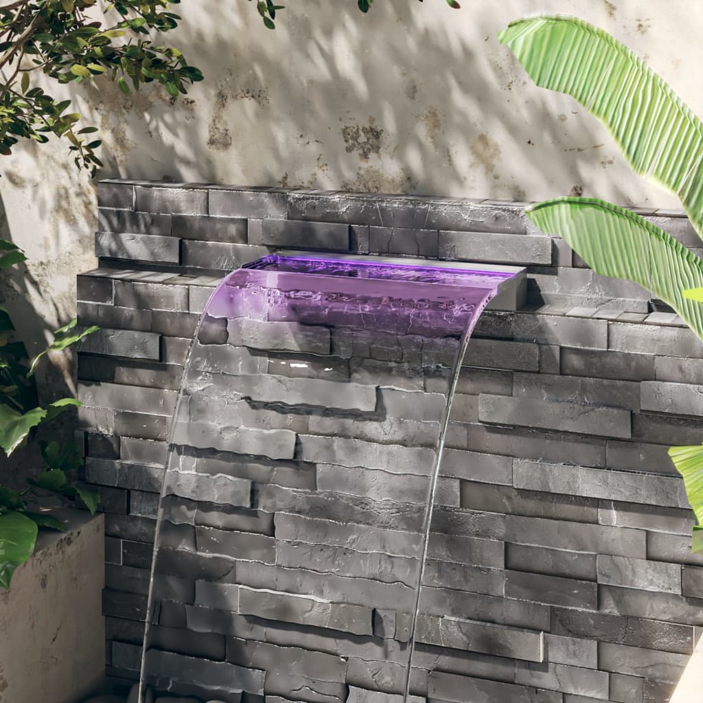 vidaXL Sfioratore a Cascata in Acciaio Inox SS 304 con LED RGB 30 cm Argento - Image 2 of 44