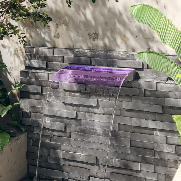 Sfioratore a Cascata in Acciaio Inox SS 304 con LED RGB 30 cm Argento - immagine 2 | SolPatio