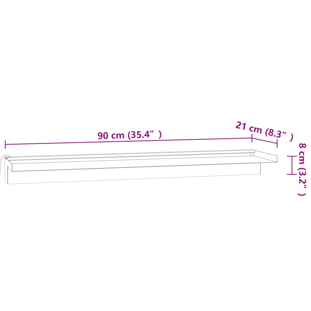 vidaXL RGB LED Waterfall Spillway, 90 cm, Stainless Steel, Silver - Image 22 of 22