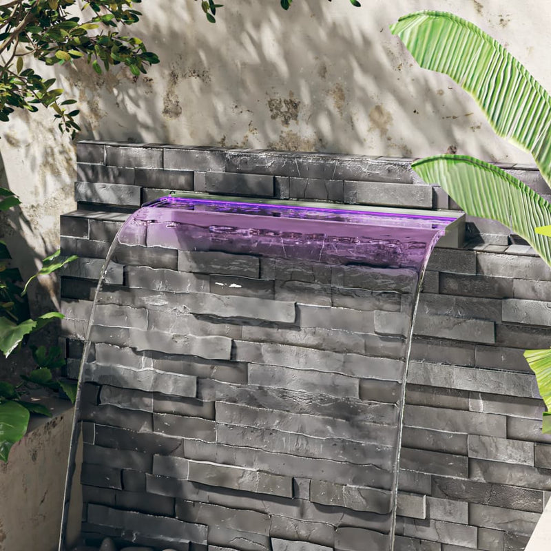 vidaXL RGB LED Waterfall Spillway, 90 cm, Stainless Steel, Silver - Image 1 of 22