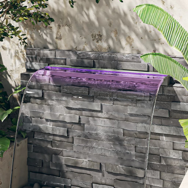 Sfioratore a Cascata in Acciaio Inox SS 304 con LED RGB 60 cm Argento - immagine 2 | SolPatio