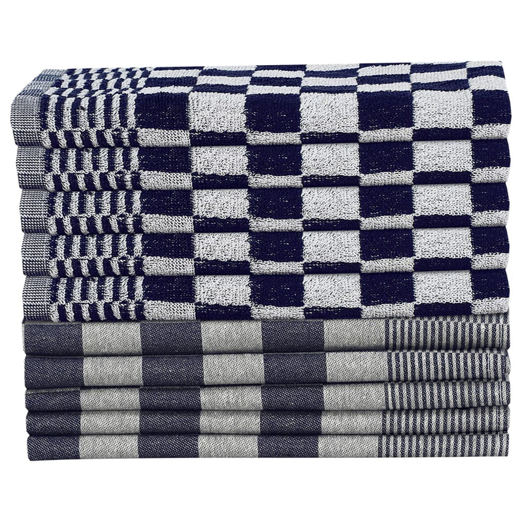 vidaXL Set Strofinacci 10 pz in Cotone Blu e Bianco - Image 2 of 9