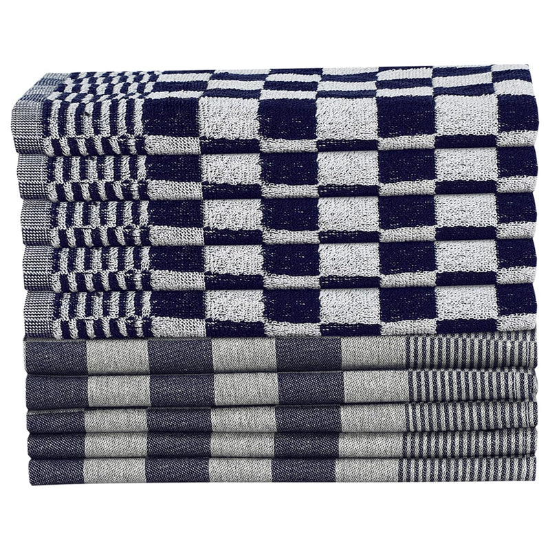 vidaXL Set Strofinacci 10 pz in Cotone Blu e Bianco - Image 2 of 9