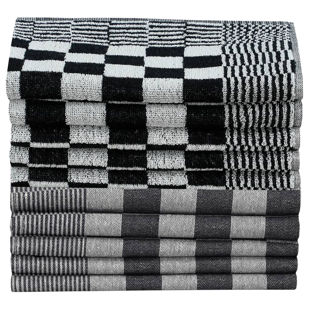 vidaXL Set Strofinacci 20 pz in Cotone Nero e Bianco - Image 2 of 9