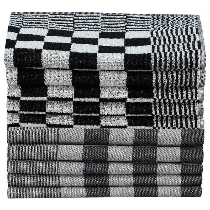 vidaXL Set Strofinacci 20 pz in Cotone Nero e Bianco - Image 2 of 9