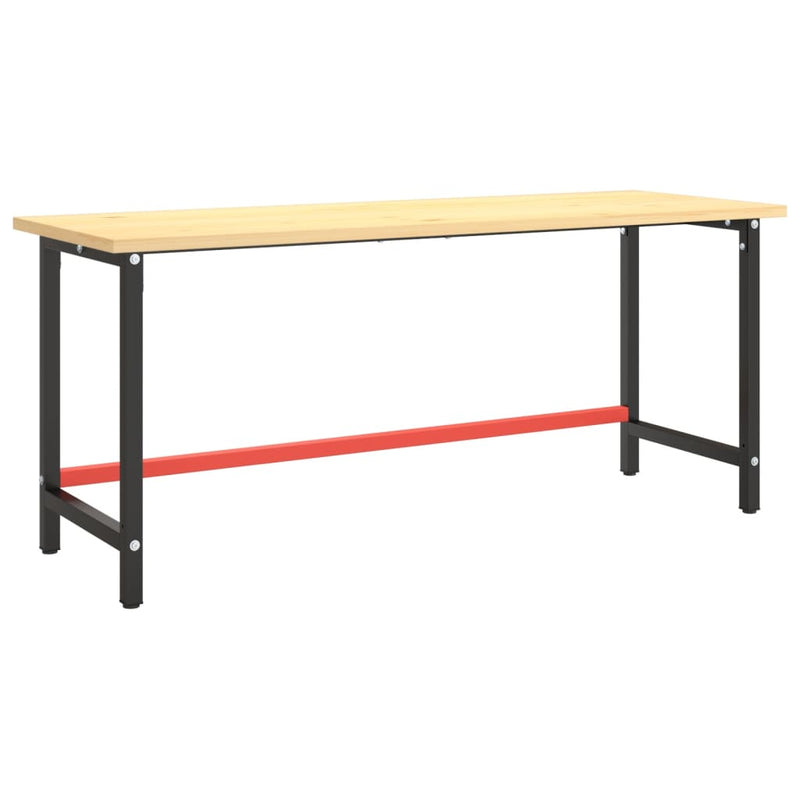 vidaXL Estructura para Banco de Trabajo Negro y Rojo Mate 180x57x79 cm Metal - Image 1 of 7