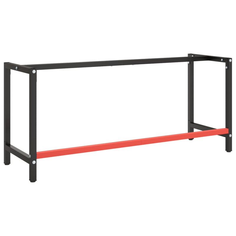 vidaXL Estructura para Banco de Trabajo Negro y Rojo Mate 180x57x79 cm Metal - Image 2 of 7