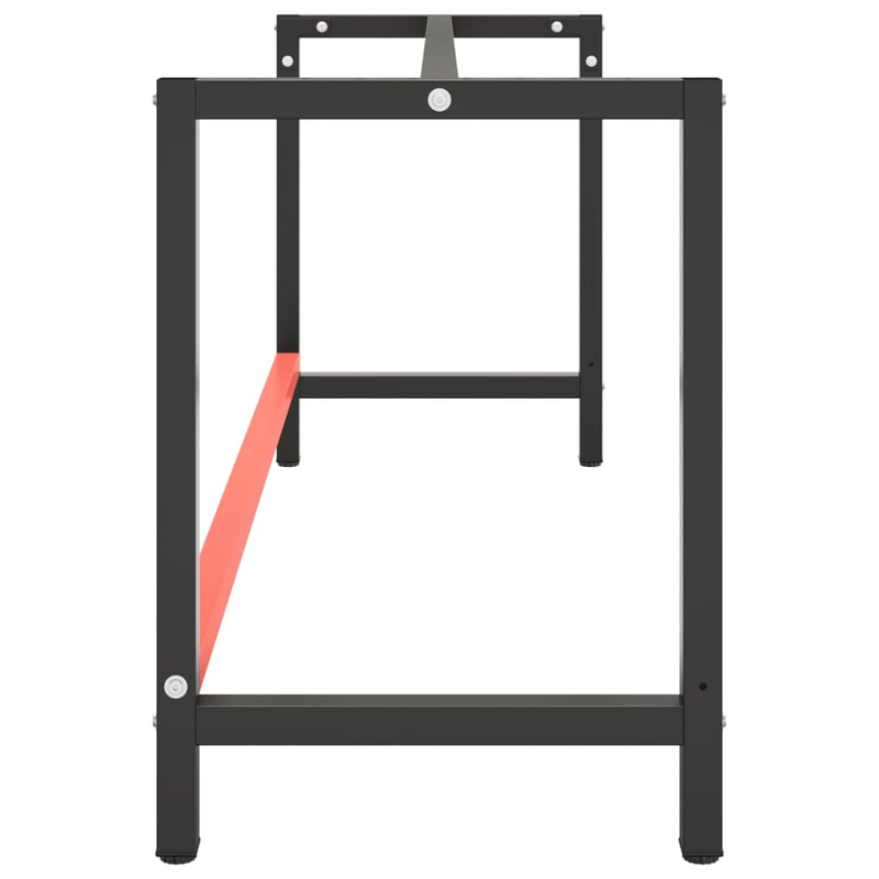 vidaXL Estructura para Banco de Trabajo Negro y Rojo Mate 180x57x79 cm Metal - Image 3 of 7