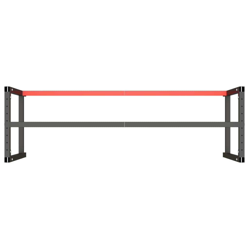 vidaXL Estructura para Banco de Trabajo Negro y Rojo Mate 180x57x79 cm Metal - Image 4 of 7