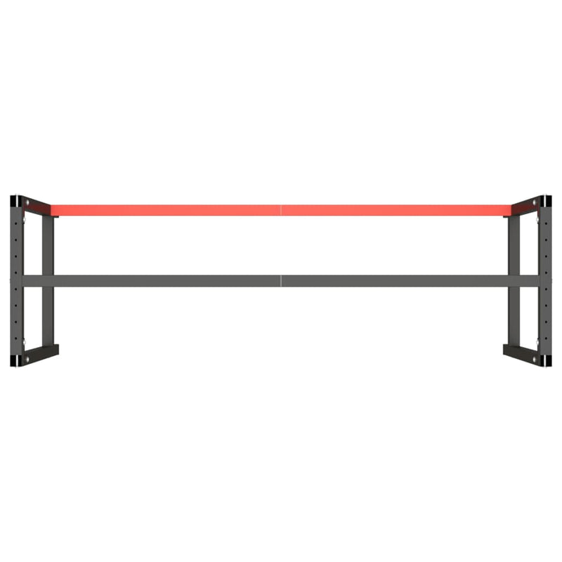 vidaXL Estructura para Banco de Trabajo Negro y Rojo Mate 180x57x79 cm Metal - Image 4 of 7