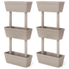 vidaXL Stackable Modular Garden Planters in TPR, 6 pcs, 49 x 16 x 100 cm, Taupe - Image 2 of 6