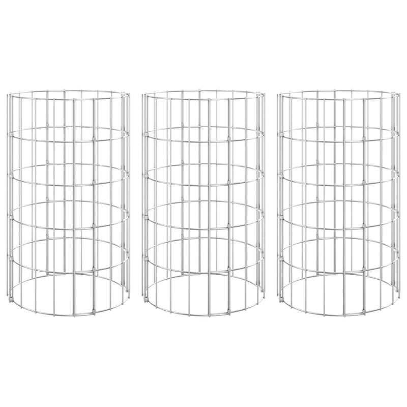 vidaXL Fioriere Gabbione Circolare 3 pz in Acciaio Zincato Ø30x150 cm Argento - Image 4 of 12