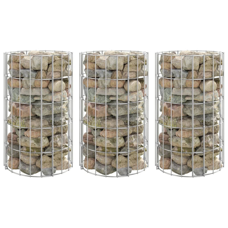 vidaXL Fioriere Gabbione Circolare 3 pz in Acciaio Zincato Ø30x150 cm Argento - Image 1 of 12