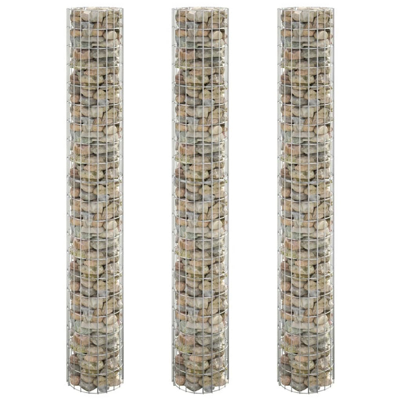 vidaXL Fioriere Gabbione Circolare 3 pz in Acciaio Zincato Ø30x150 cm Argento - Image 2 of 12