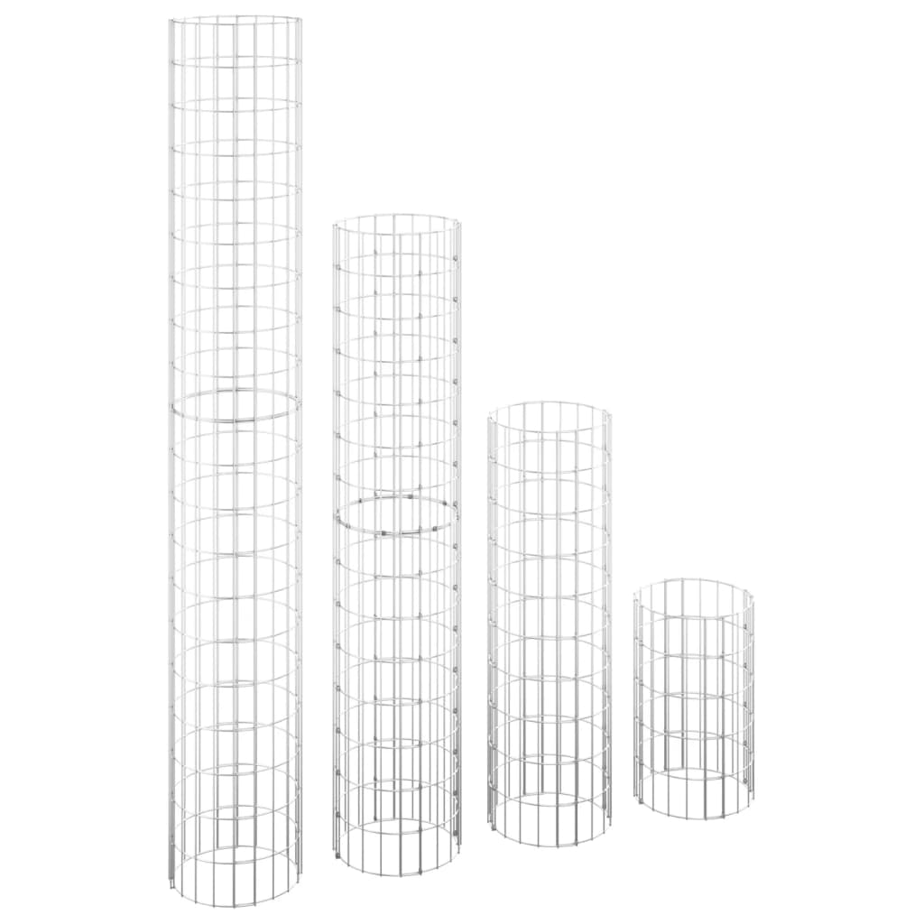 vidaXL Set 4 Fioriere Gabbioni Circolari in Acciaio Zincato Ø30x50/100/150/200 cm Argento - Image 2 of 7