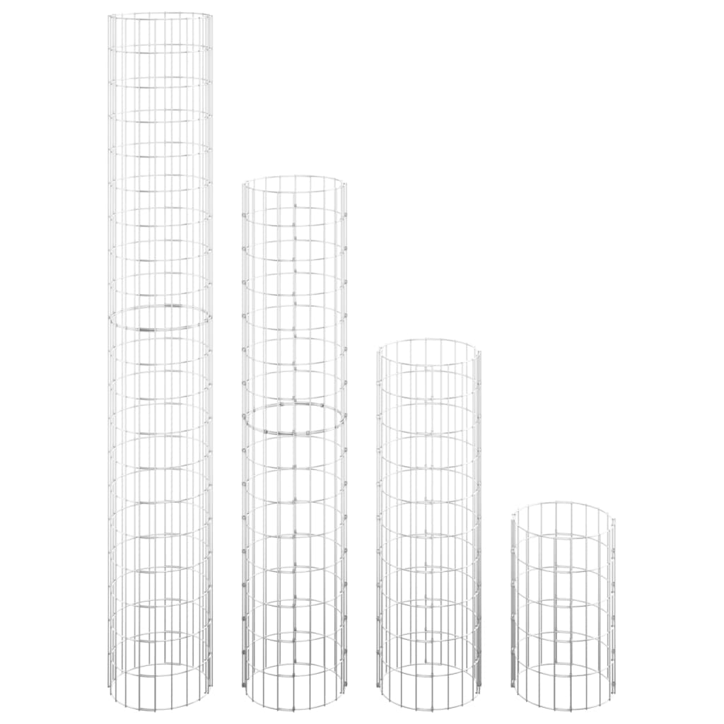 vidaXL Set 4 Fioriere Gabbioni Circolari in Acciaio Zincato Ø30x50/100/150/200 cm Argento - Image 3 of 7