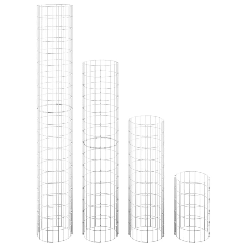 vidaXL Set 4 Fioriere Gabbioni Circolari in Acciaio Zincato Ø30x50/100/150/200 cm Argento - Image 3 of 7