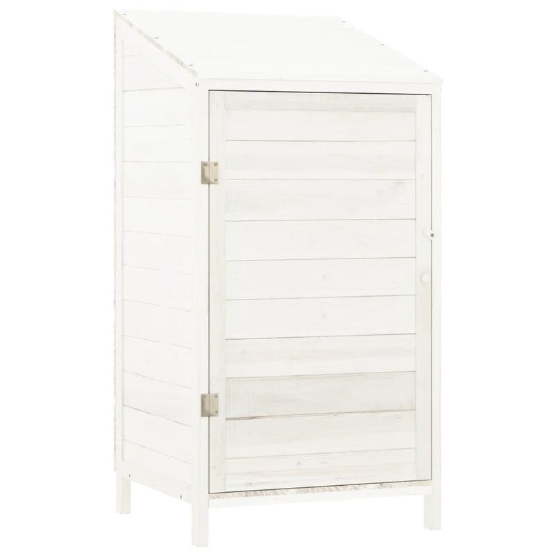vidaXL Cobertizo de Jardín Madera Maciza de Abeto 55x52x112 cm Blanco - Image 2 of 7