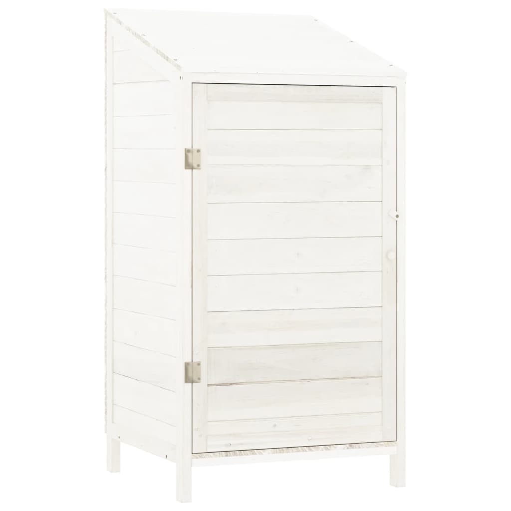 vidaXL Garden Shed, Solid Fir Wood, 55x52x174.5 cm, White - Image 6 of 23