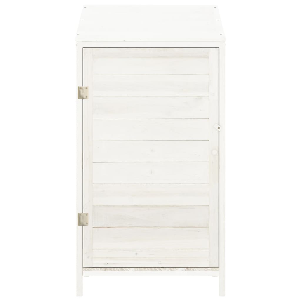 vidaXL Garden Shed, Solid Fir Wood, 55x52x174.5 cm, White - Image 7 of 23