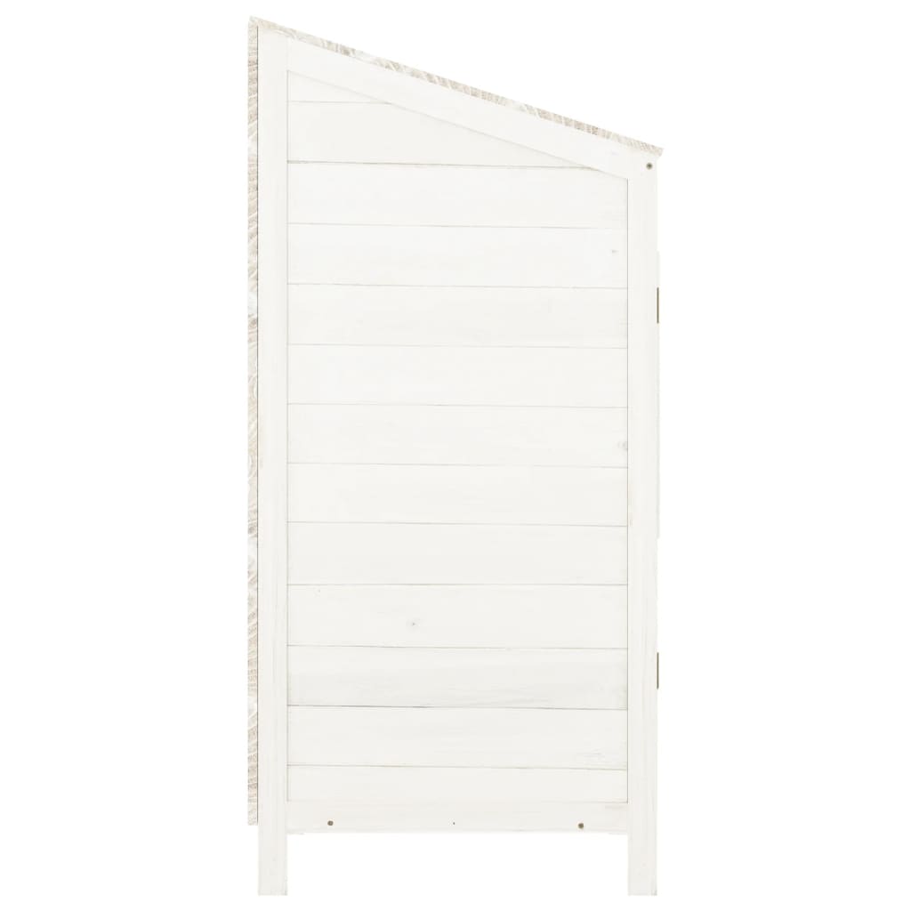 vidaXL Cobertizo de Jardín Madera Maciza de Abeto 55x52x112 cm Blanco - Image 4 of 7