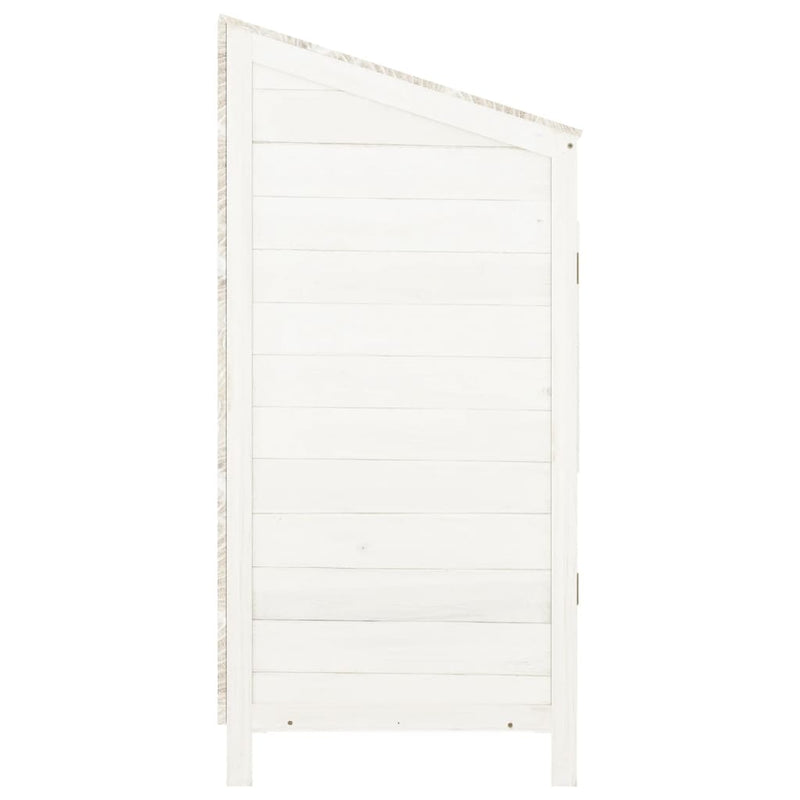 vidaXL Garden Shed, Solid Fir Wood, 55x52x174.5 cm, White - Image 11 of 23