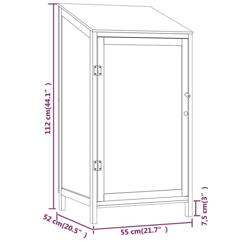 vidaXL Garden Shed, Solid Fir Wood, 55x52x174.5 cm, White - Image 16 of 23