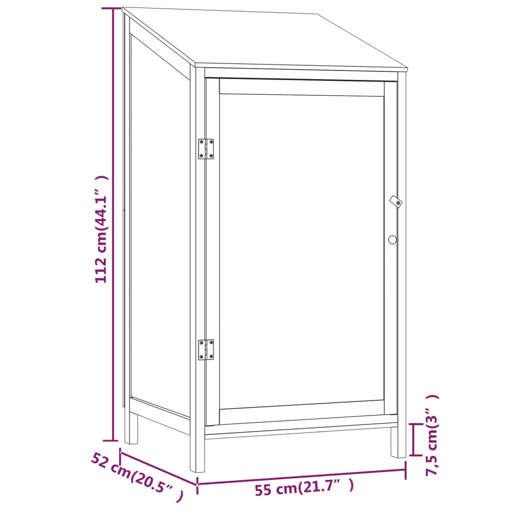 vidaXL Caseta de Jardín Madera Maciza de Abeto 55x52x112 cm Antracita - Image 12 of 15