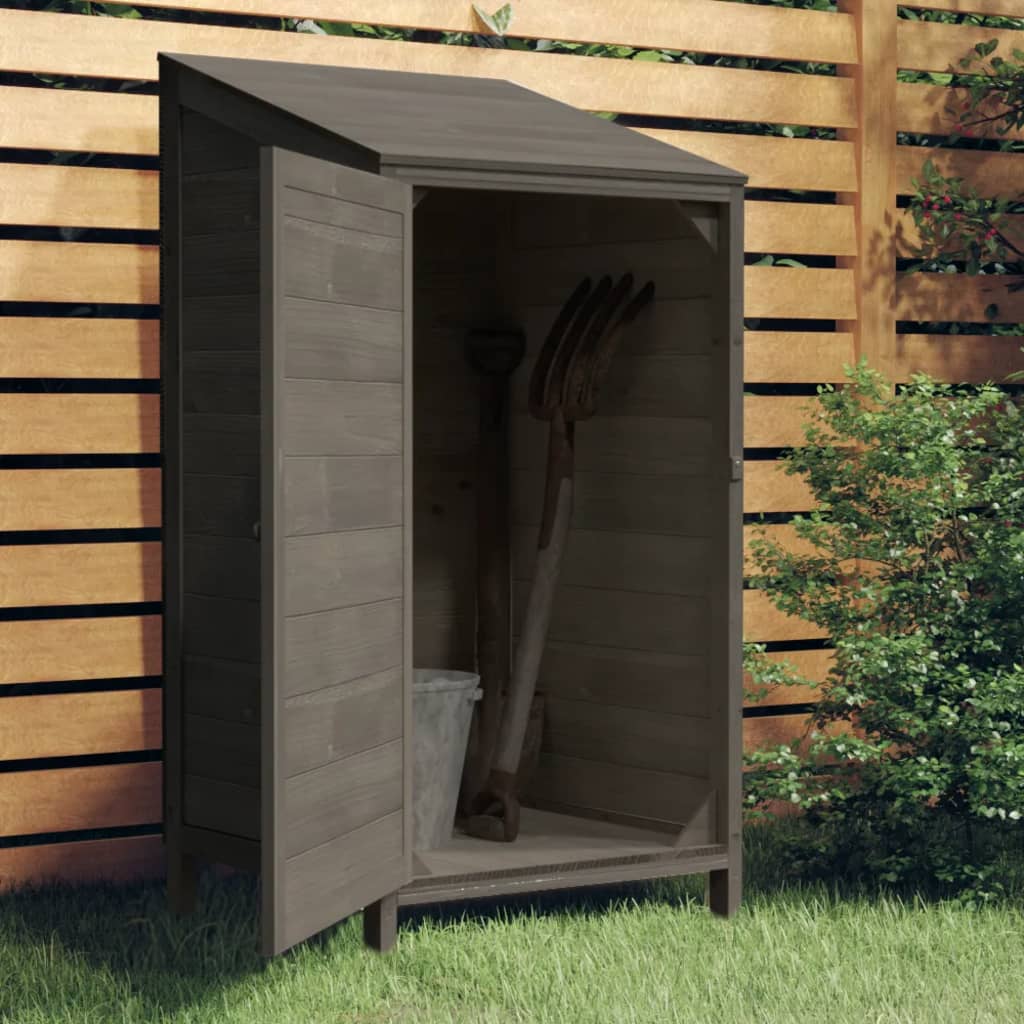 vidaXL Caseta de Jardín Madera Maciza de Abeto 55x52x112 cm Antracita - Image 1 of 15