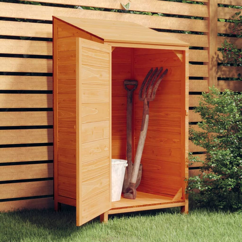 vidaXL Solid Fir Wood Garden Shed 55x52x112 cm Brown - Image 1 of 7
