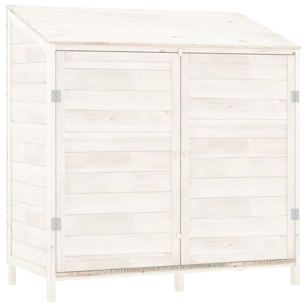 vidaXL Caseta de Jardín de Madera Maciza de Abeto 102x52x112 cm Blanca - Image 2 of 7