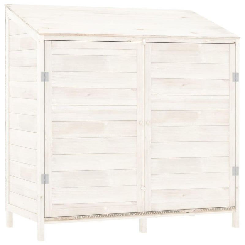 vidaXL Caseta de Jardín de Madera Maciza de Abeto 102x52x112 cm Blanca - Image 2 of 7
