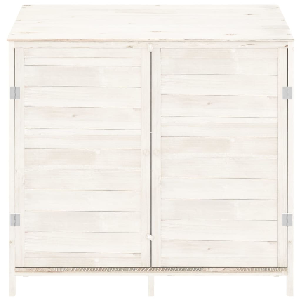 vidaXL Caseta de Jardín de Madera Maciza de Abeto 102x52x112 cm Blanca - Image 3 of 7